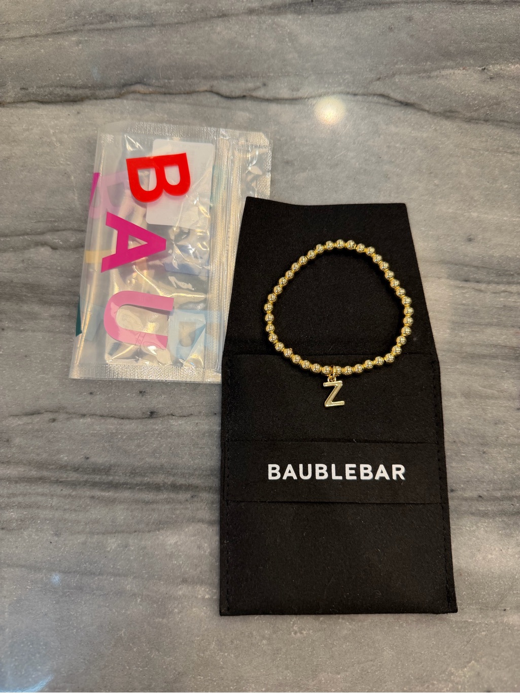 Baublebar Gold Beaded Bracelet With 'Z' Charm